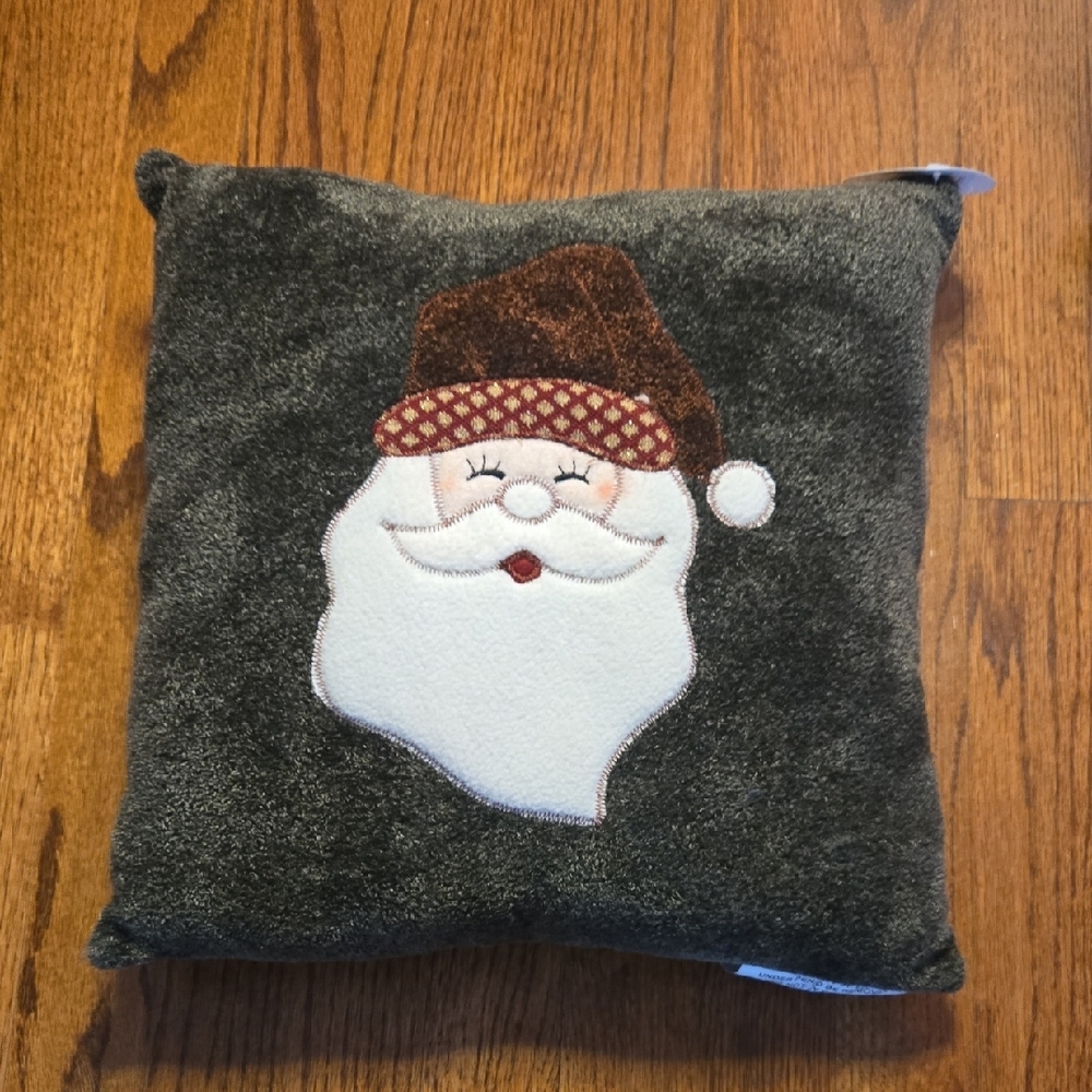 Forest Green Plush Santa Face Decorative Christmas Pillow - Picture 9 of 12